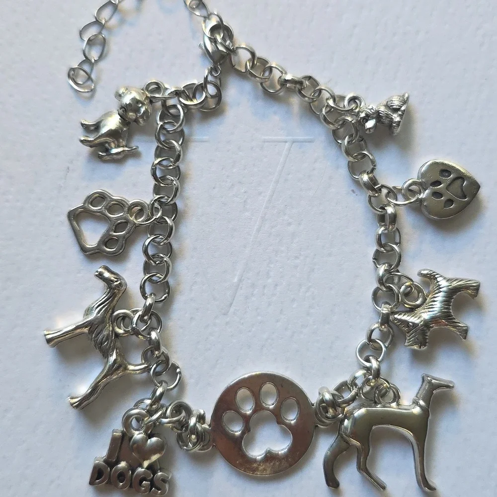 Silver Dog Charm Bracelet